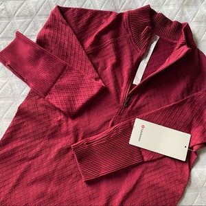 Raspberry red half zip athletic ladies top, New, with tag.